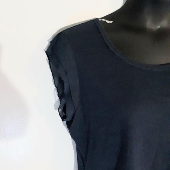Style and Co navy blue sheer sleeves top - Picture 4 of 4